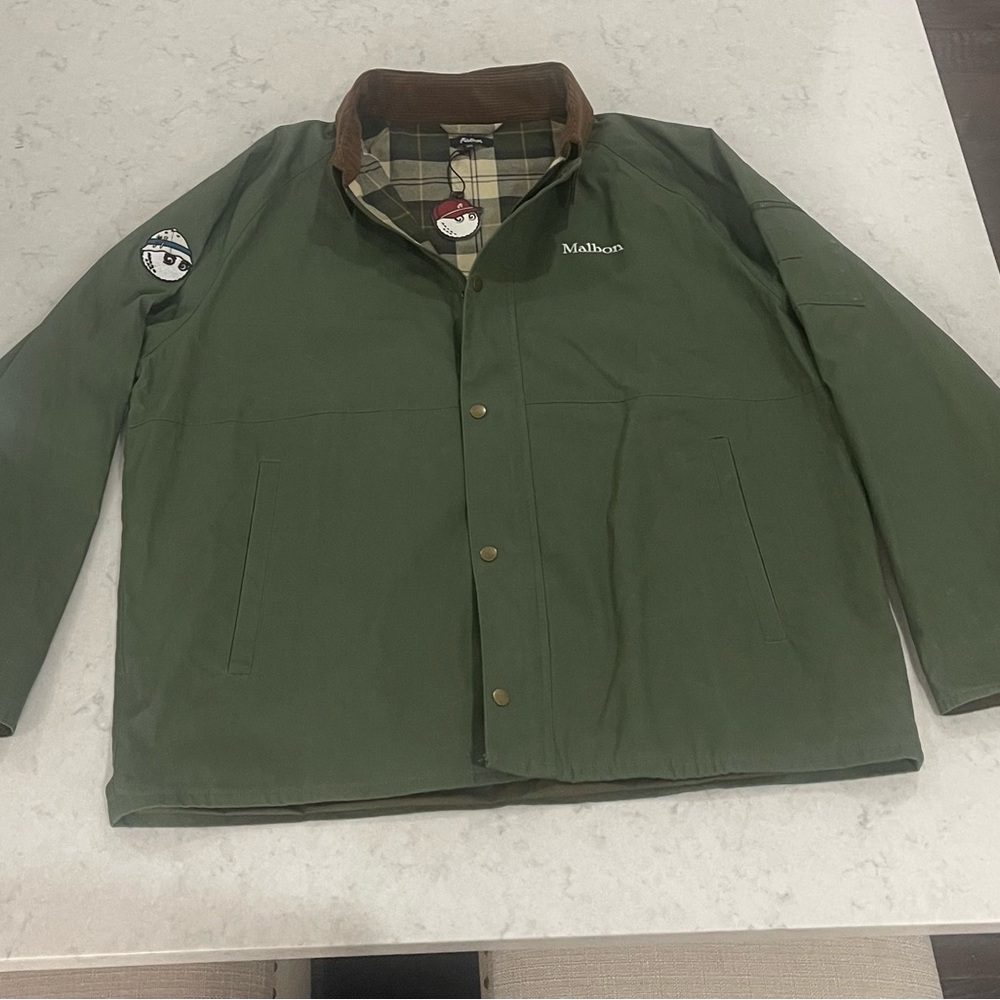 BNWT Malbon fishing jacket/field coat green with brown corduroy collar XXL